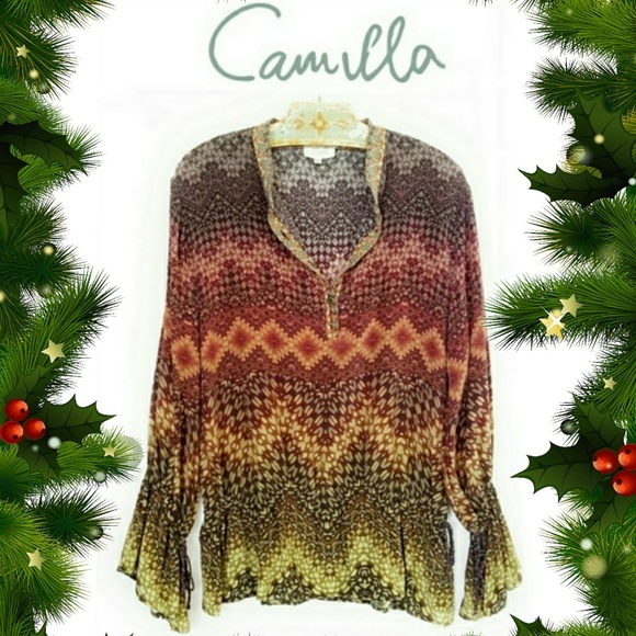 Camilla Tops - Camilla Silk Drawstring Blouse Sz S